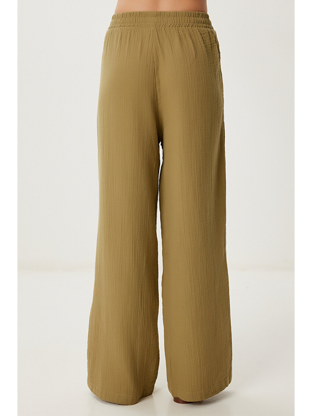 Yeşil Oversize Müslin Gömlek Pantolon Takım ZEYTİN YEŞİLİ LSA0014-4