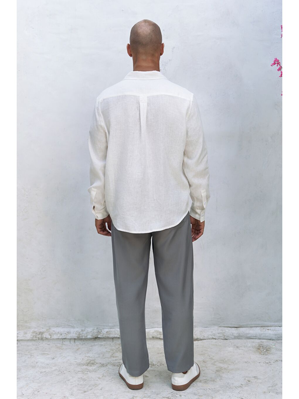 Bice Ekru Keten Oversize Erkek Gömlek-3