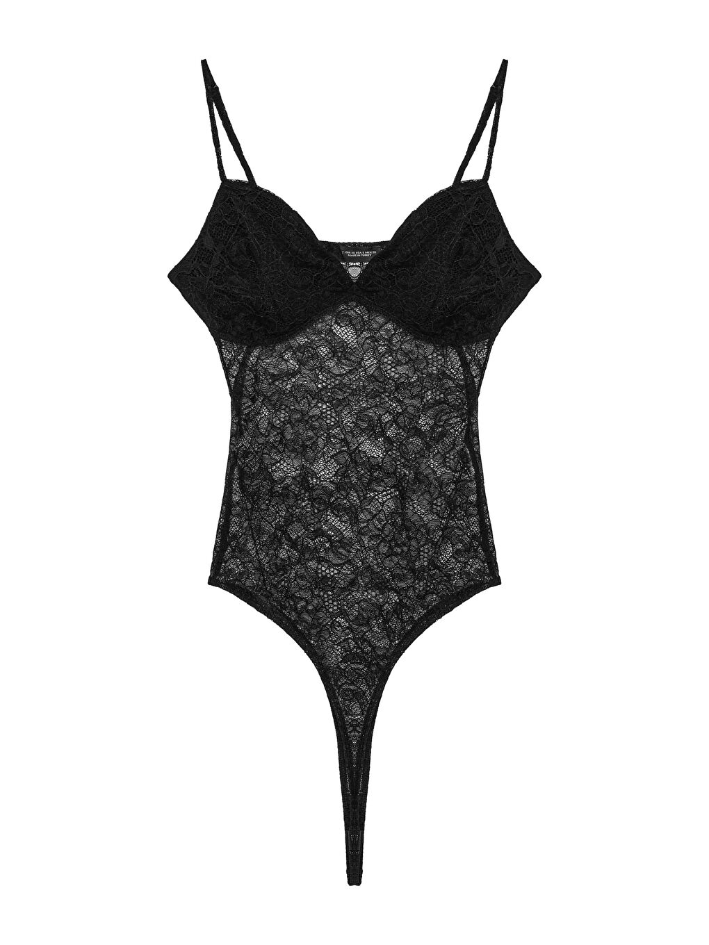 Dantelli Transparan Bodysuit Siyah-2