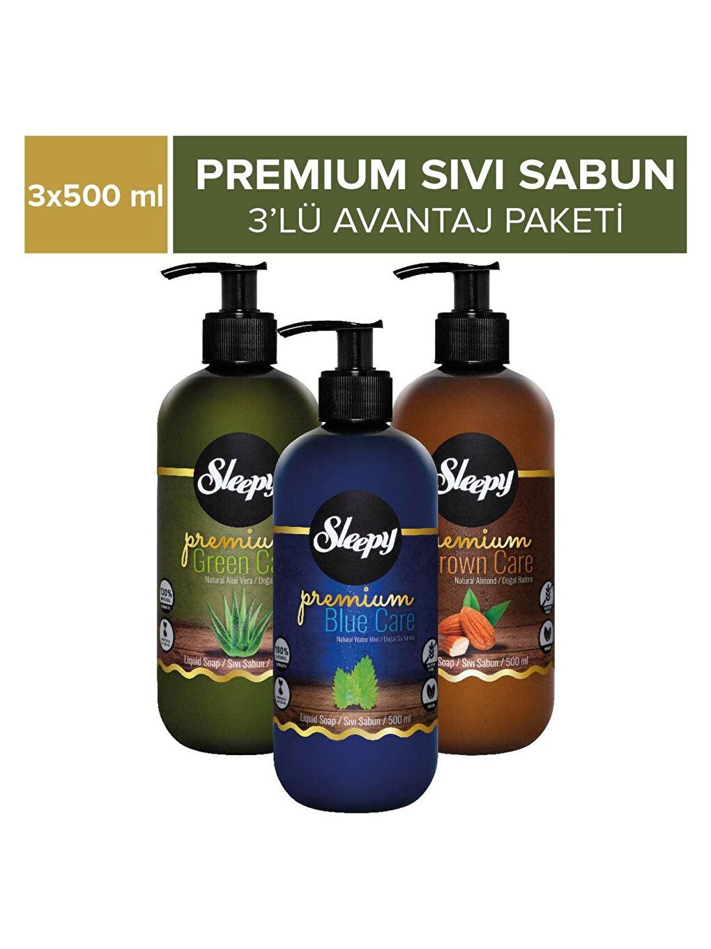 Sleepy Beyaz Premium Sıvı Sabun 3’lü Avantaj Paketi 3x500 ml