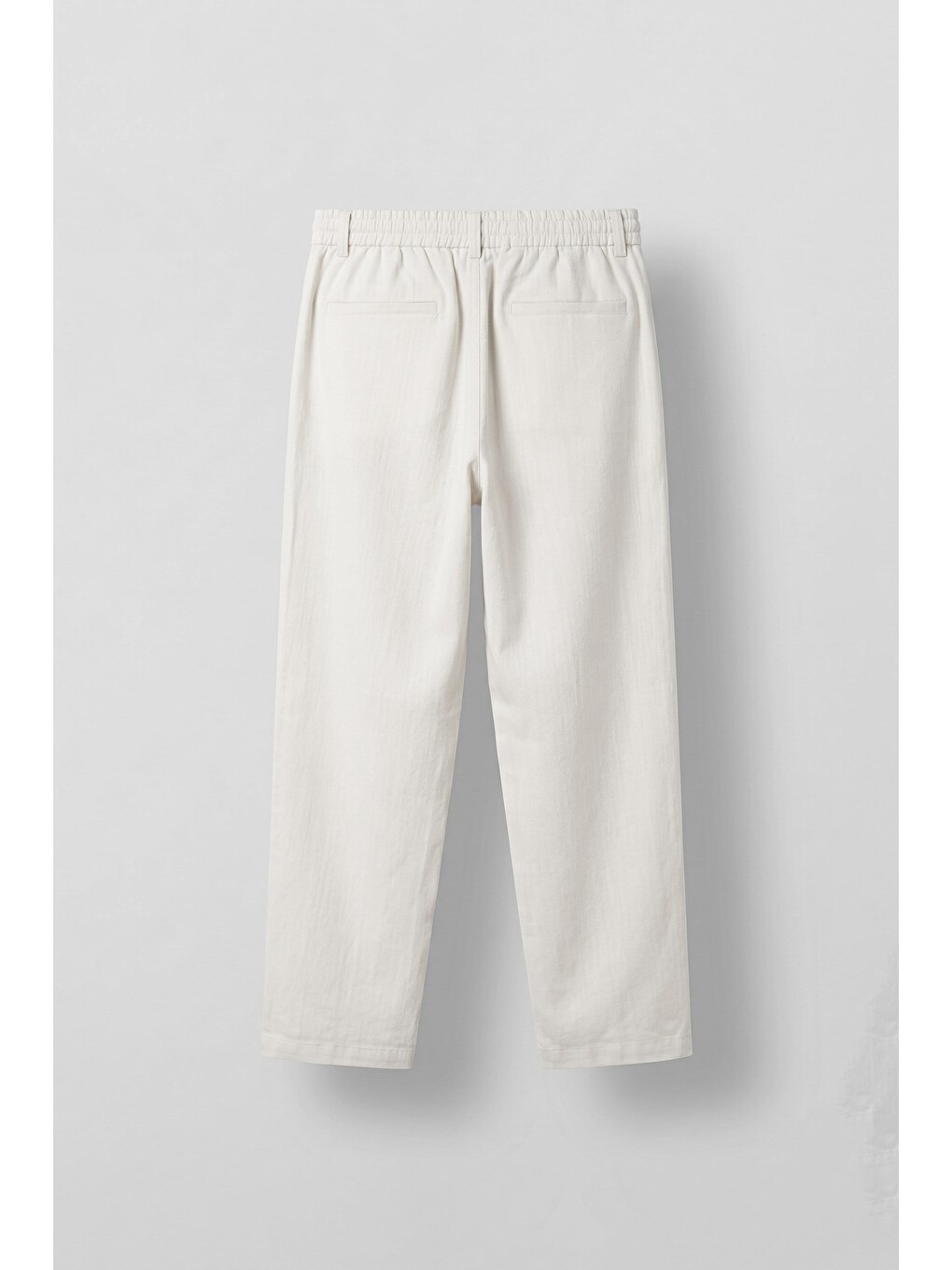 Erkek Relaxed Fit Bağcıklı Rahat Kalıp Pantolon Beyaz-1