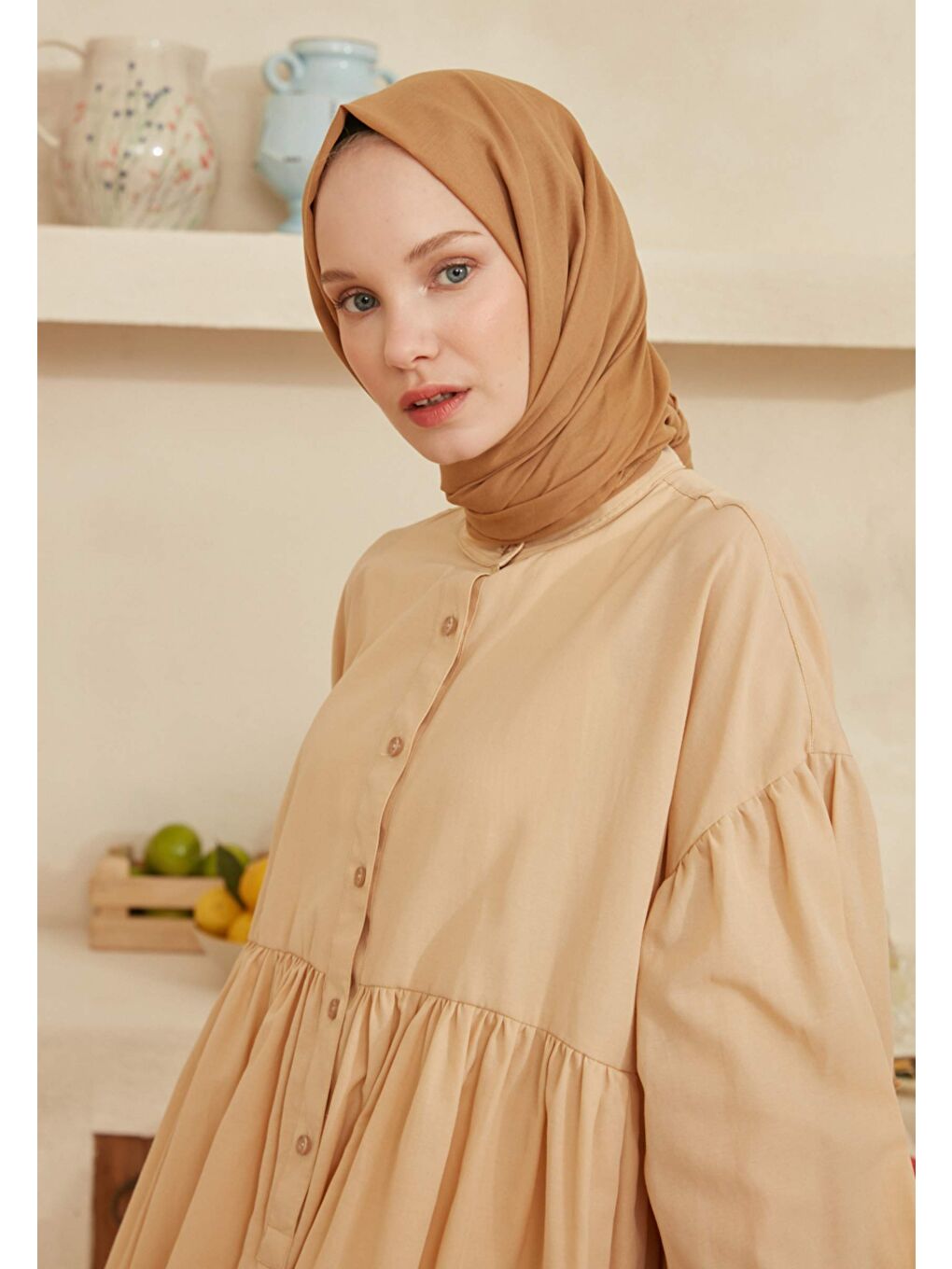 Sarı İnce Pamuk Vual Şal Bal Köpüğü-1