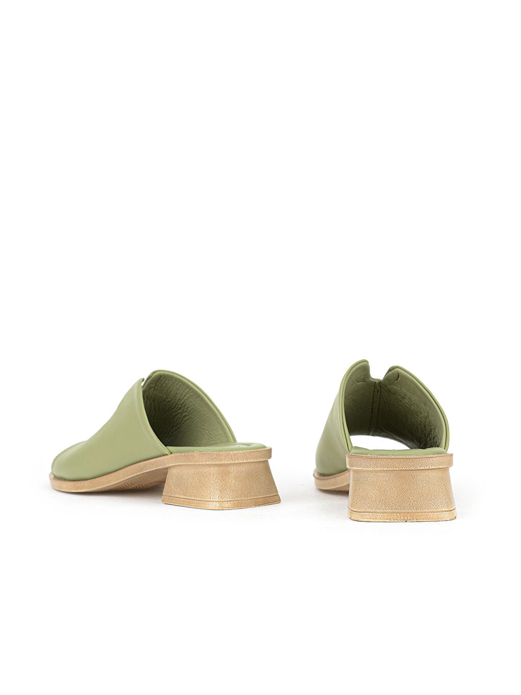 Kadın Hakiki Deri Topuklu Terlik 1611020Z6189 Yeşil-2