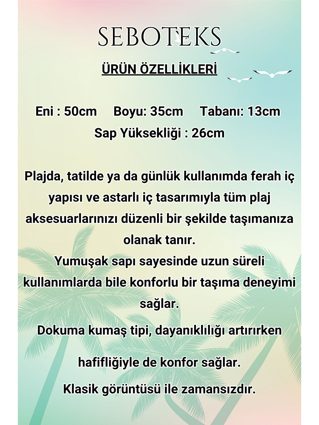 Karışık Fermuarlı İçi Astarlı Cepli Şeritli Plaj Çantası SBC3219-3