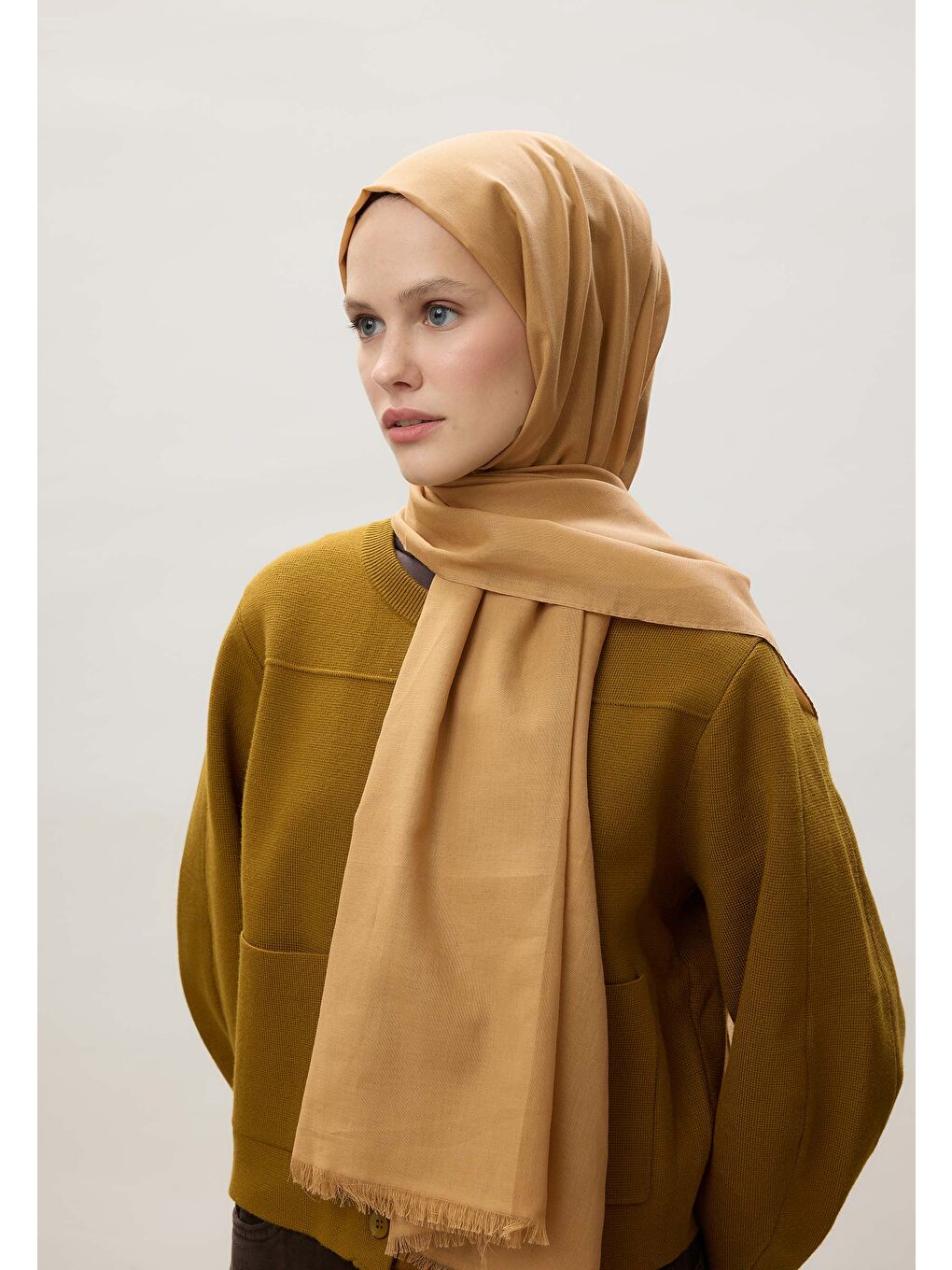 Sarı İnce Pamuk Vual Şal Bal Köpüğü-4