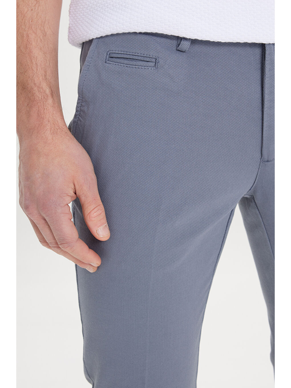 Erkek Petrol Slim Fit Dar Kesim Yan Cepli Pamuklu Esnek Armürlü Pantolon-4
