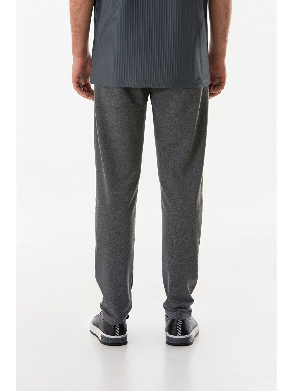 Antrasit Beli Bağlamalı Cebi Fermuarlı Büyük Beden Eşofman Altı-2