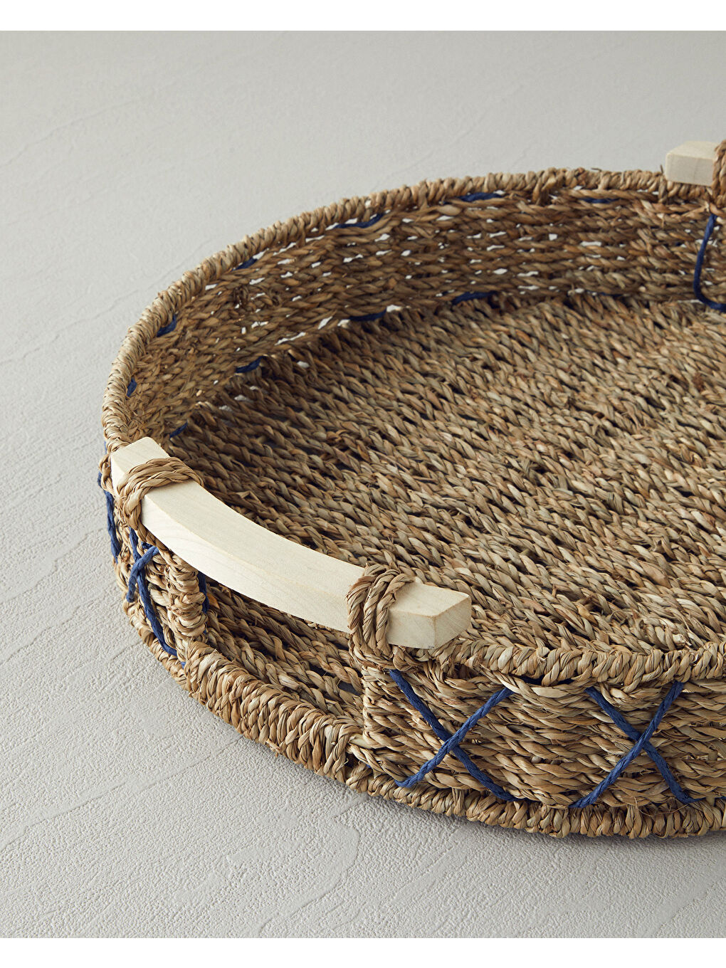 Savanna Hasır Tepsi 32 cm Mavi-Bej-2