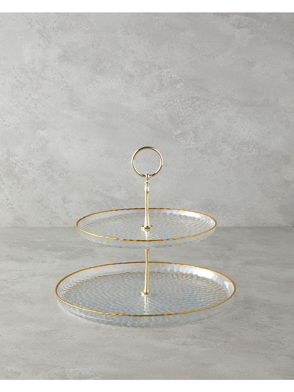 Renksiz Golden Glow Cam Katlı Servis 21+28 cm Şeffaf-Gold