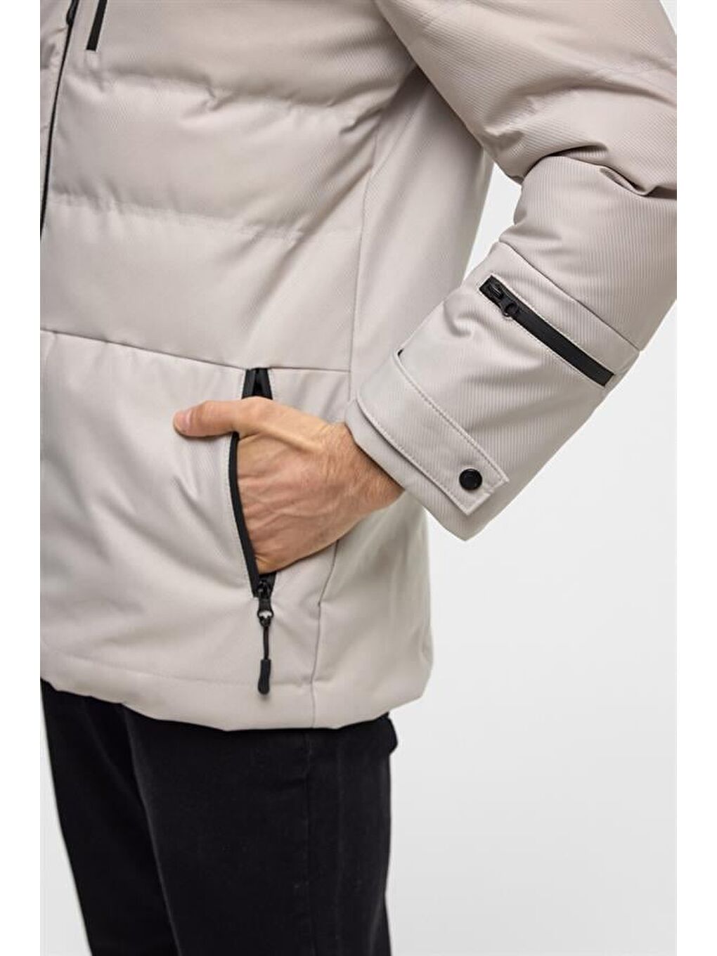 Bej Slim Kapitone Mont-7