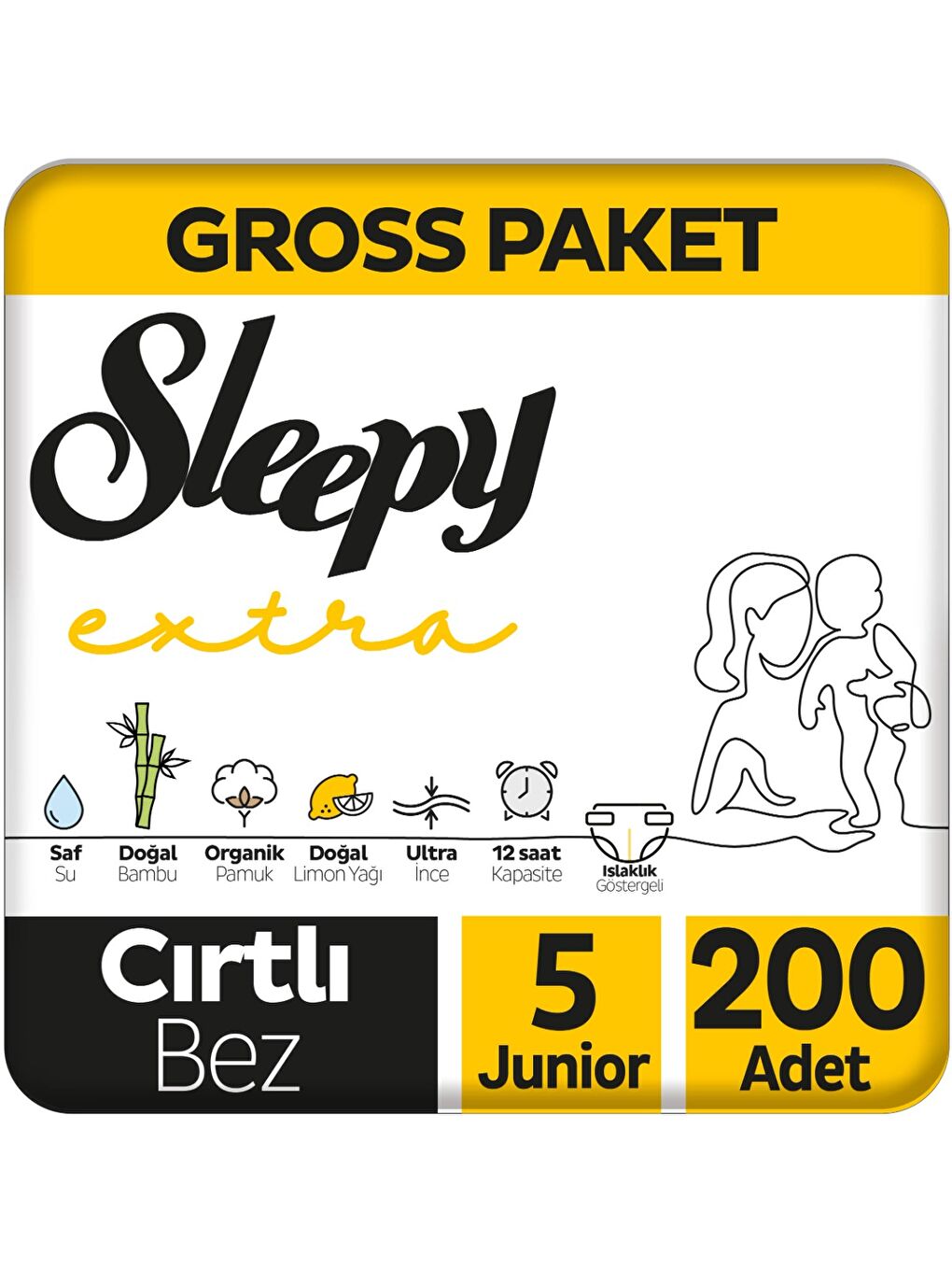 Extra Günlük Aktivite Gross Paket Bebek Bezi 5 Numara Junior 200 Adet