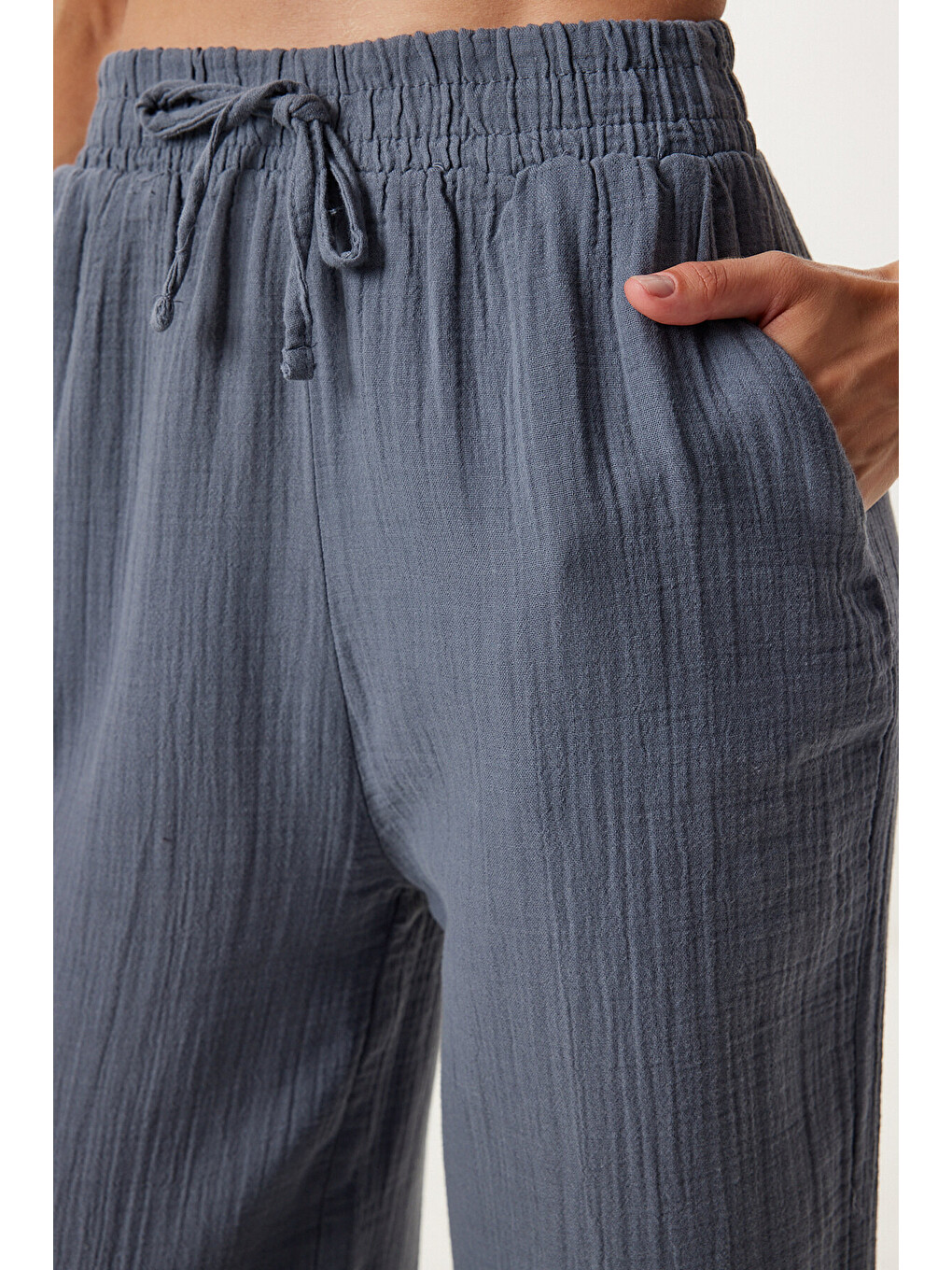 Antrasit Oversize Müslin Gömlek Pantolon Takım ANTRASİT LSA0014-4