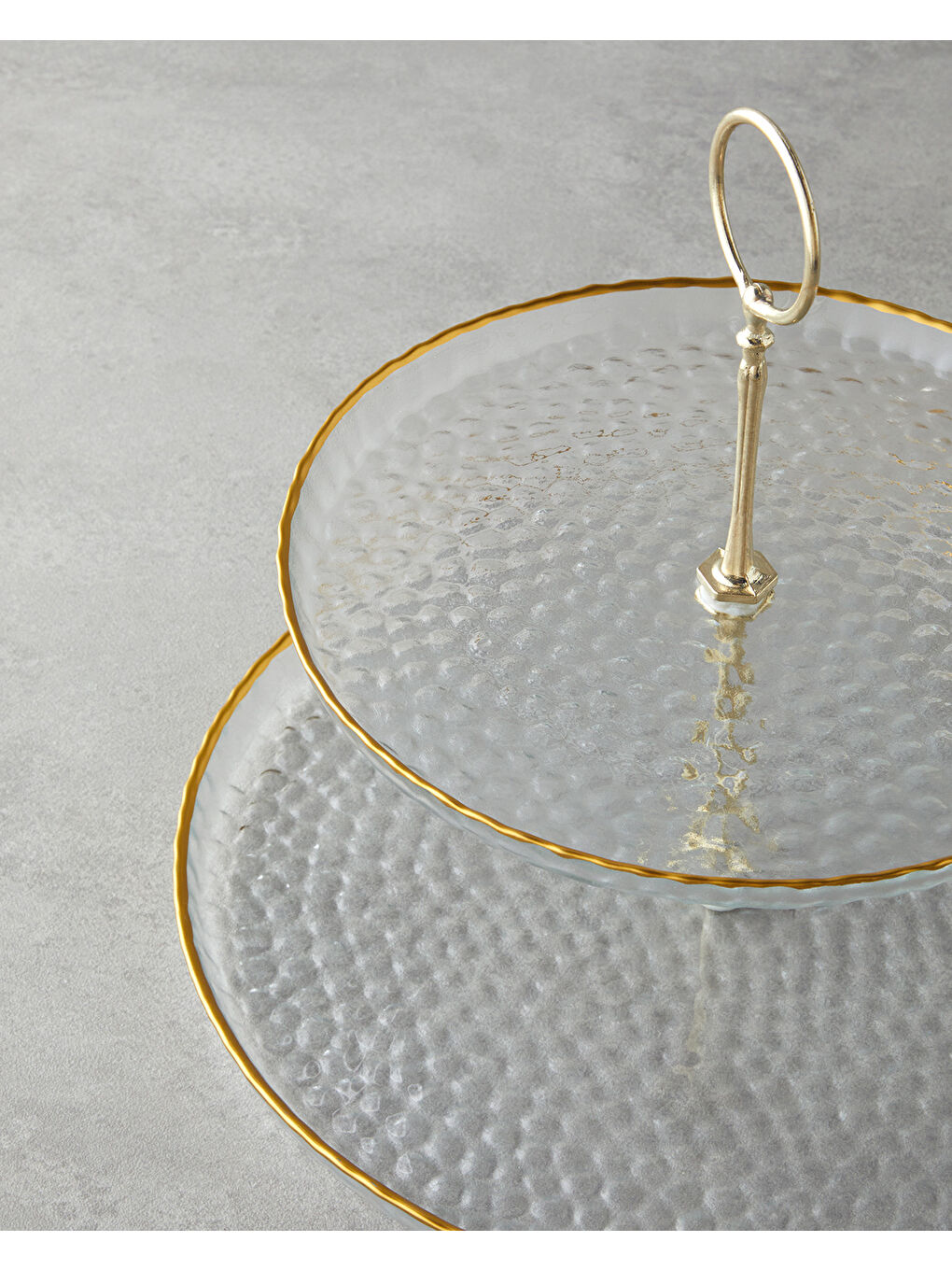 Renksiz Golden Glow Cam Katlı Servis 21+28 cm Şeffaf-Gold-1