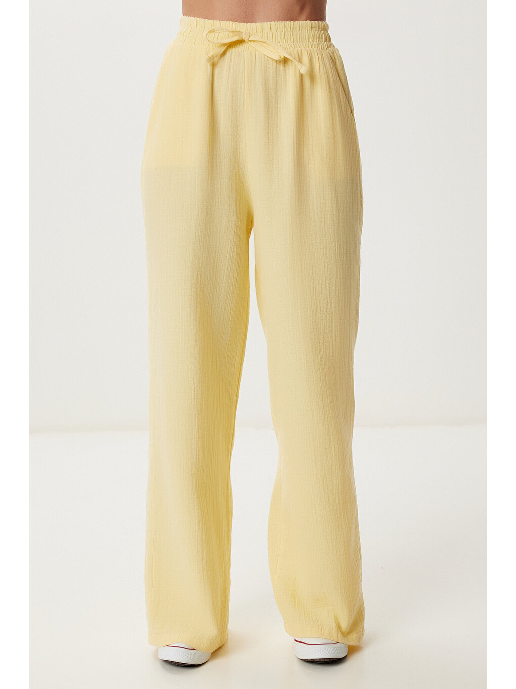 Sarı Oversize Müslin Gömlek Pantolon Takım SARI LSA0014-4