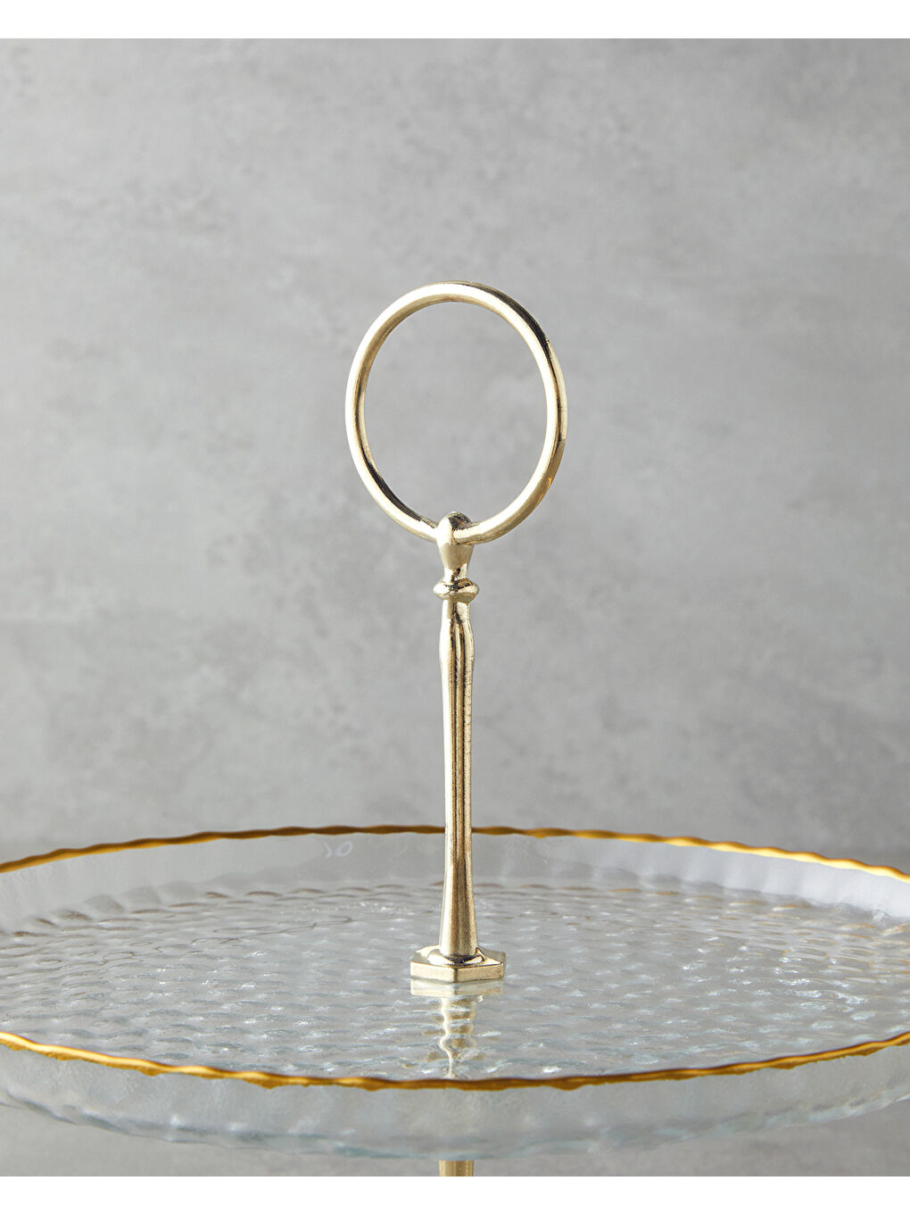 Renksiz Golden Glow Cam Katlı Servis 21+28 cm Şeffaf-Gold-2