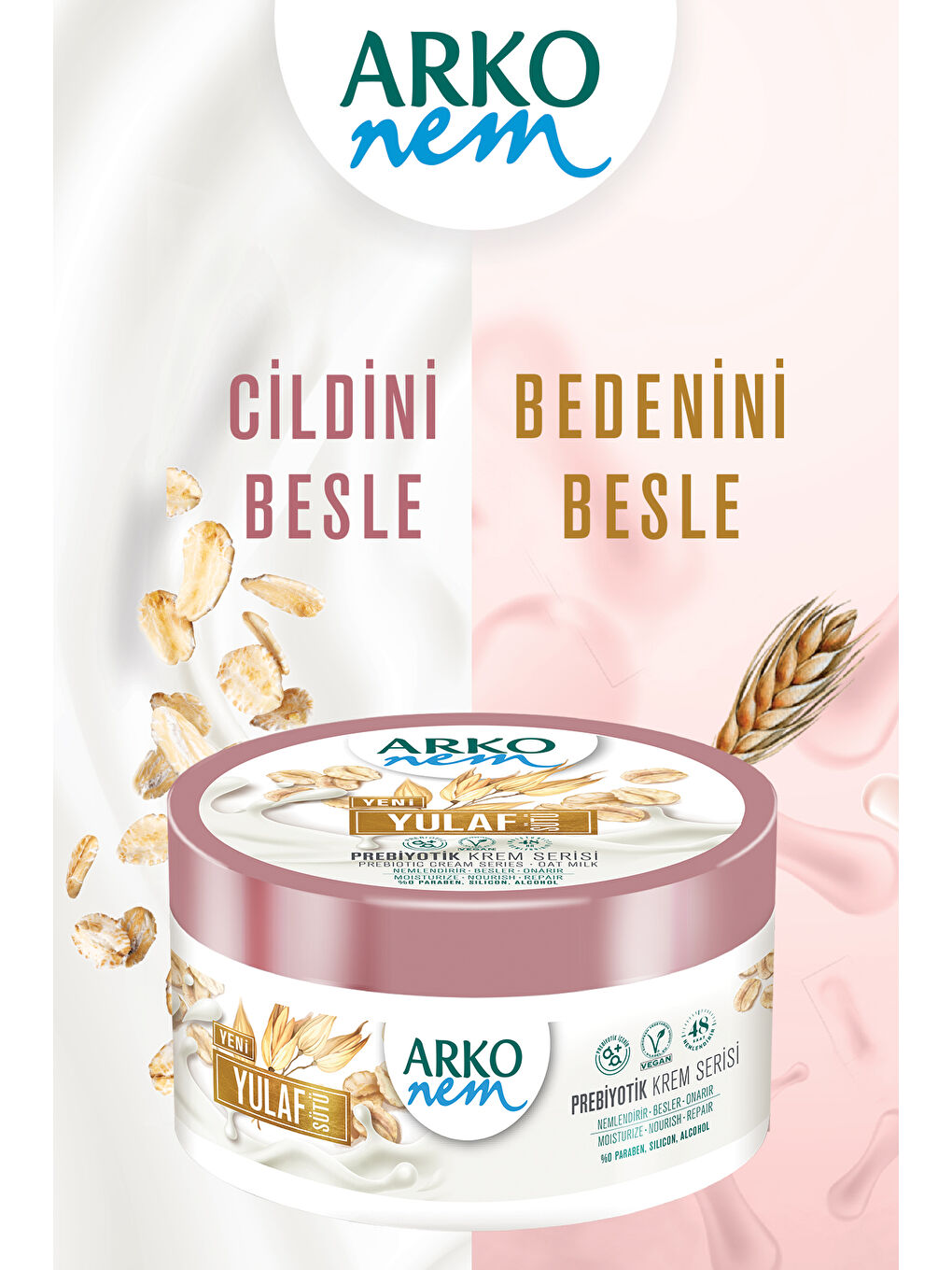 Arko Nem Altın Gül Krem Prebiyotik Yulaf Sütü 3x250Ml - 1