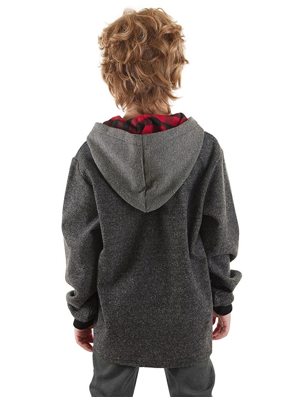 Denokids Antrasit Dino Erkek Çocuk Kapüşonlu Sweatshirt - 1