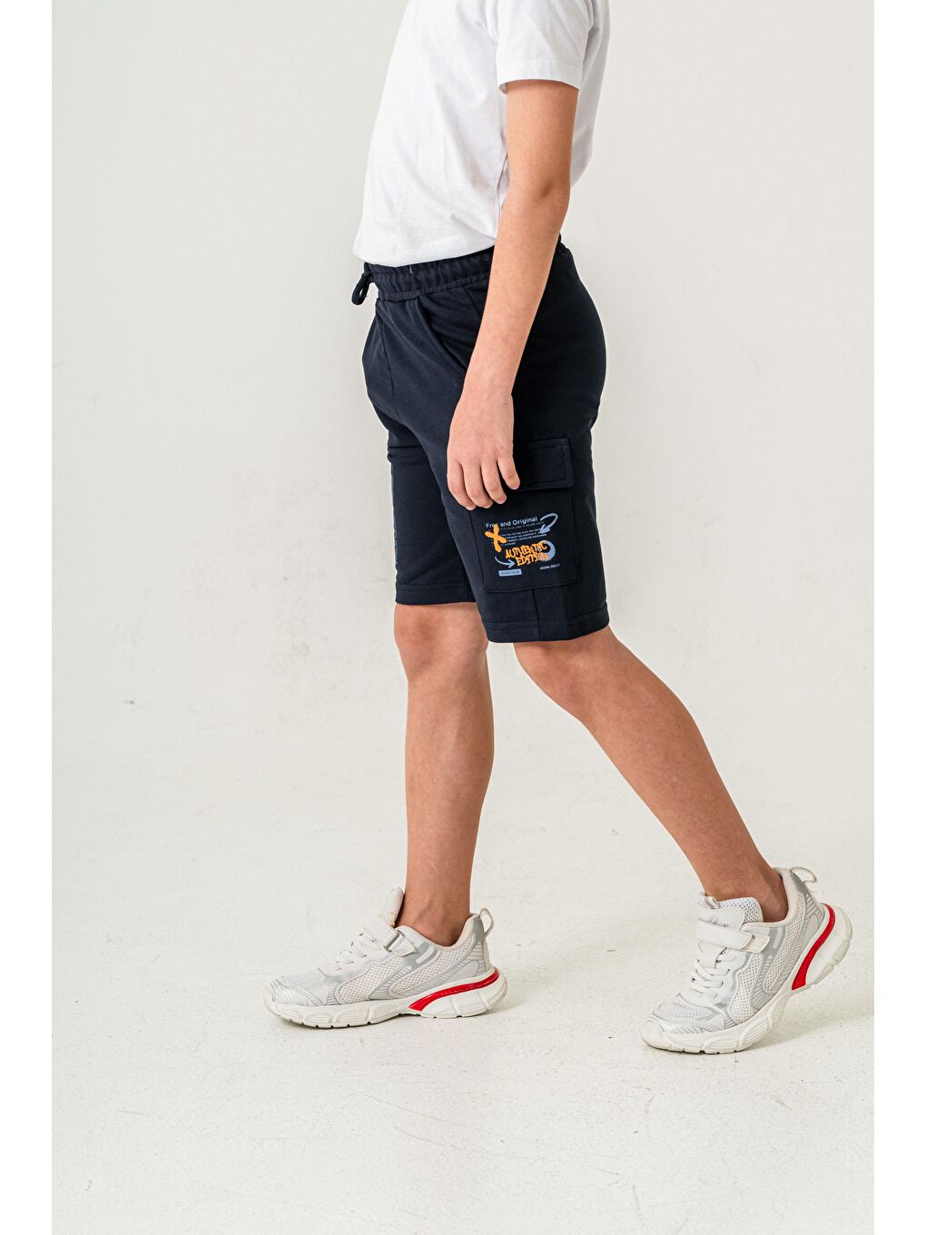 Lacivert Offical Baskılı Kargo Cepli Erkek Çocuk Şort-3