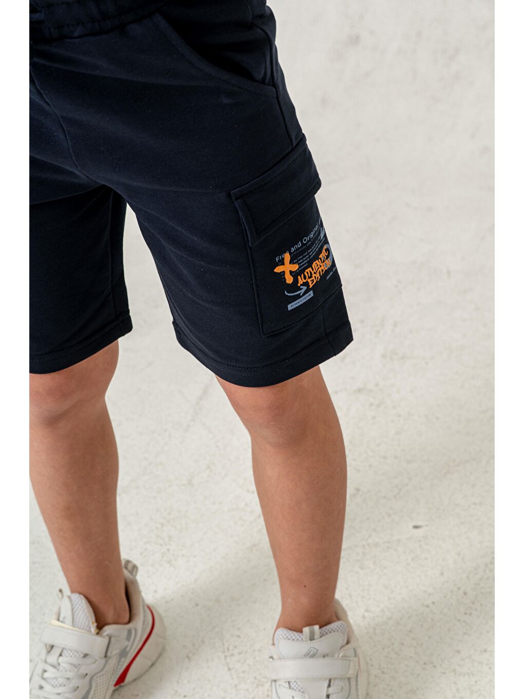 Lacivert Offical Baskılı Kargo Cepli Erkek Çocuk Şort-4