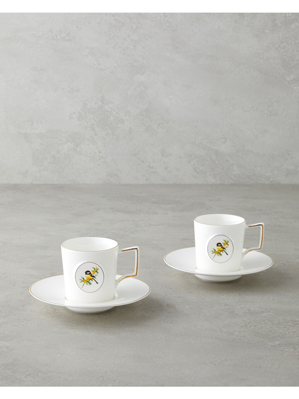 Charmed Dream Porselen 4 Parça 2 Kişilik Double Kahve Fincan Takımı 155 ml Beyaz-Gold