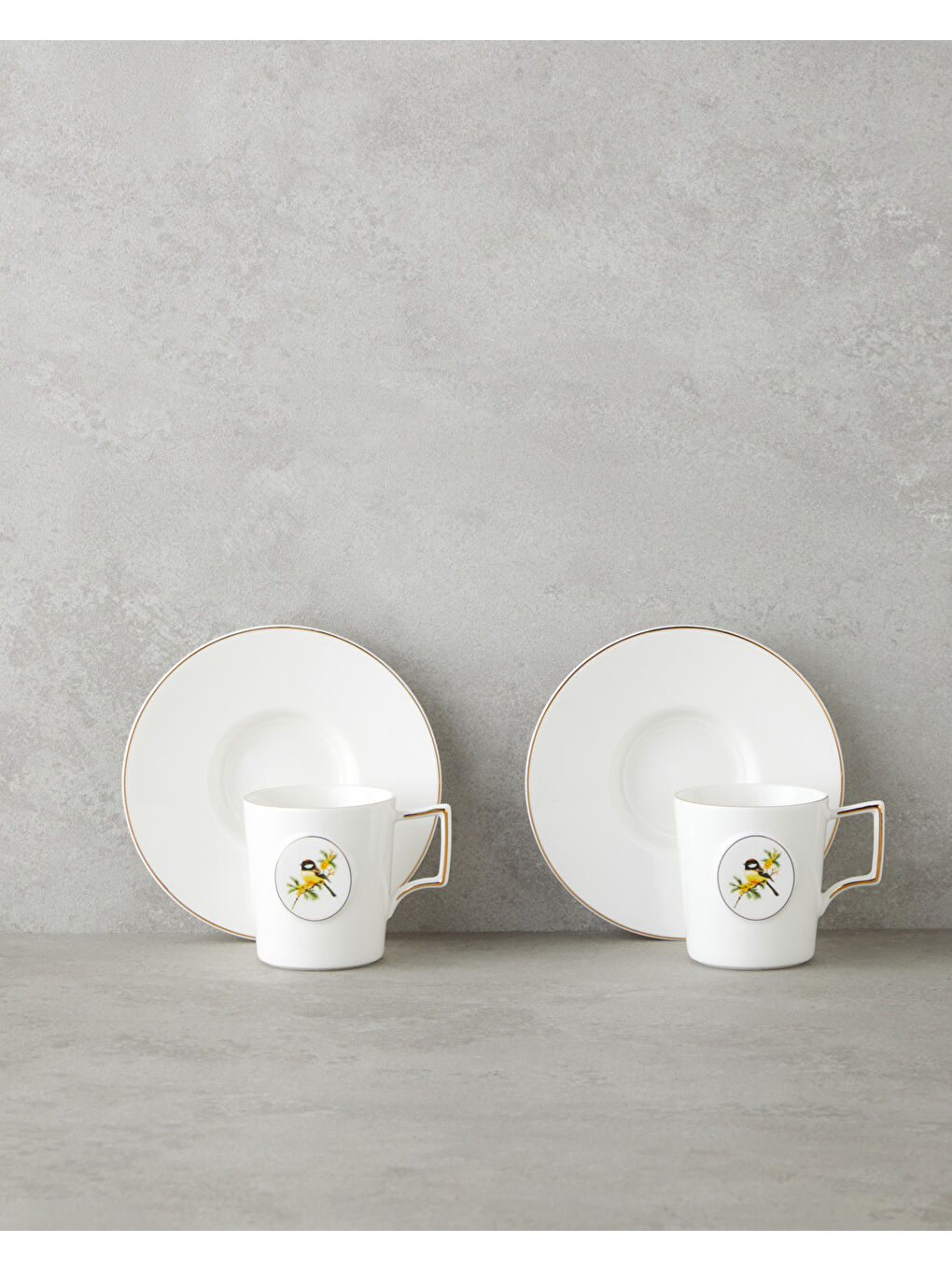 Charmed Dream Porselen 4 Parça 2 Kişilik Double Kahve Fincan Takımı 155 ml Beyaz-Gold-1