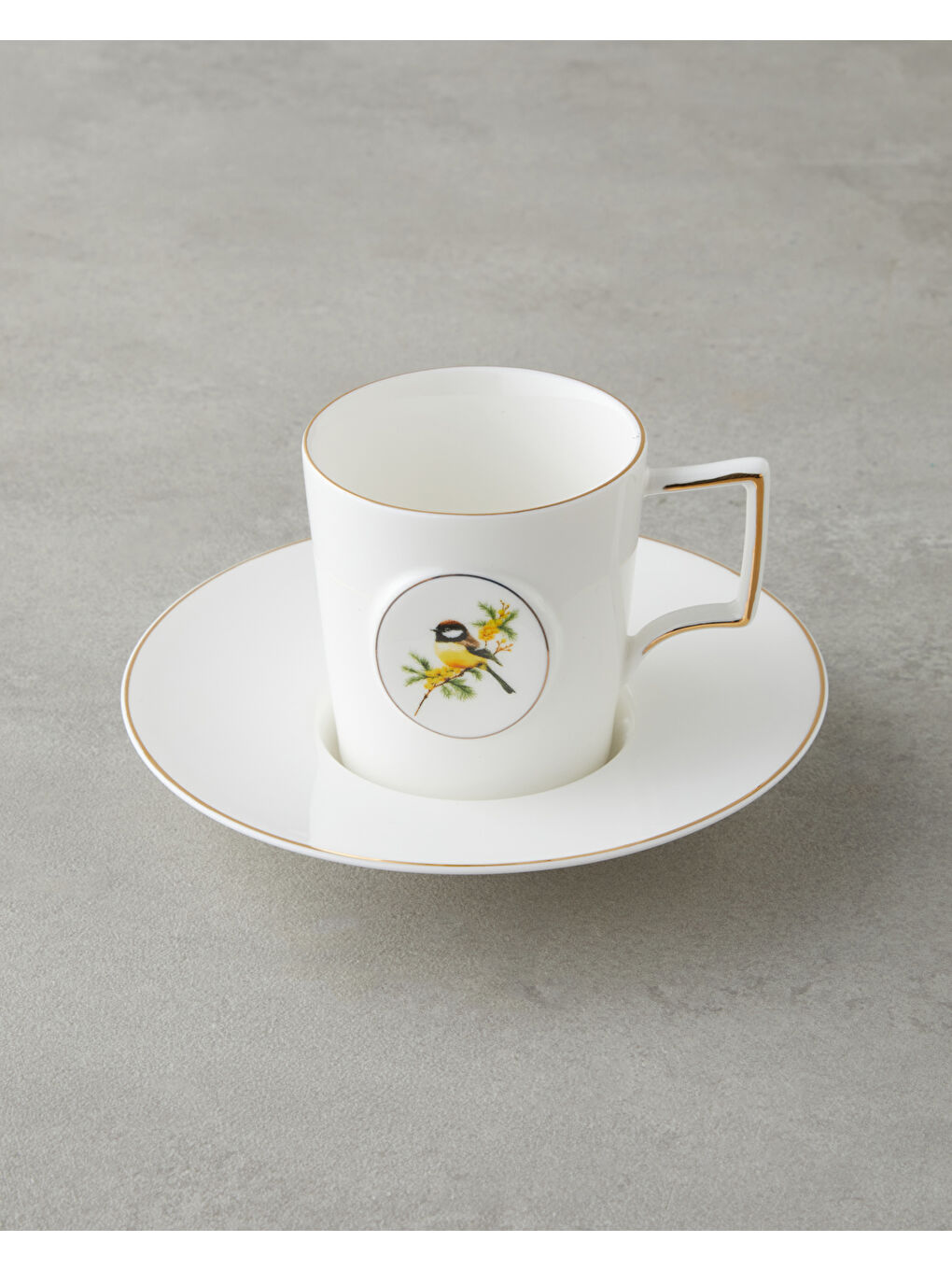 Charmed Dream Porselen 4 Parça 2 Kişilik Double Kahve Fincan Takımı 155 ml Beyaz-Gold-2