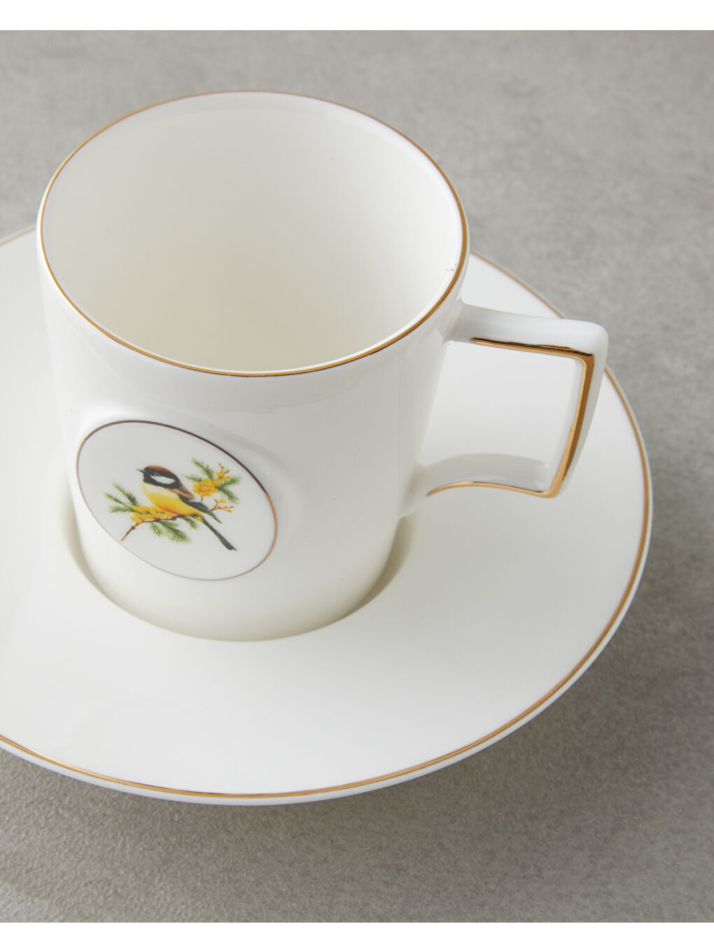Charmed Dream Porselen 4 Parça 2 Kişilik Double Kahve Fincan Takımı 155 ml Beyaz-Gold-3