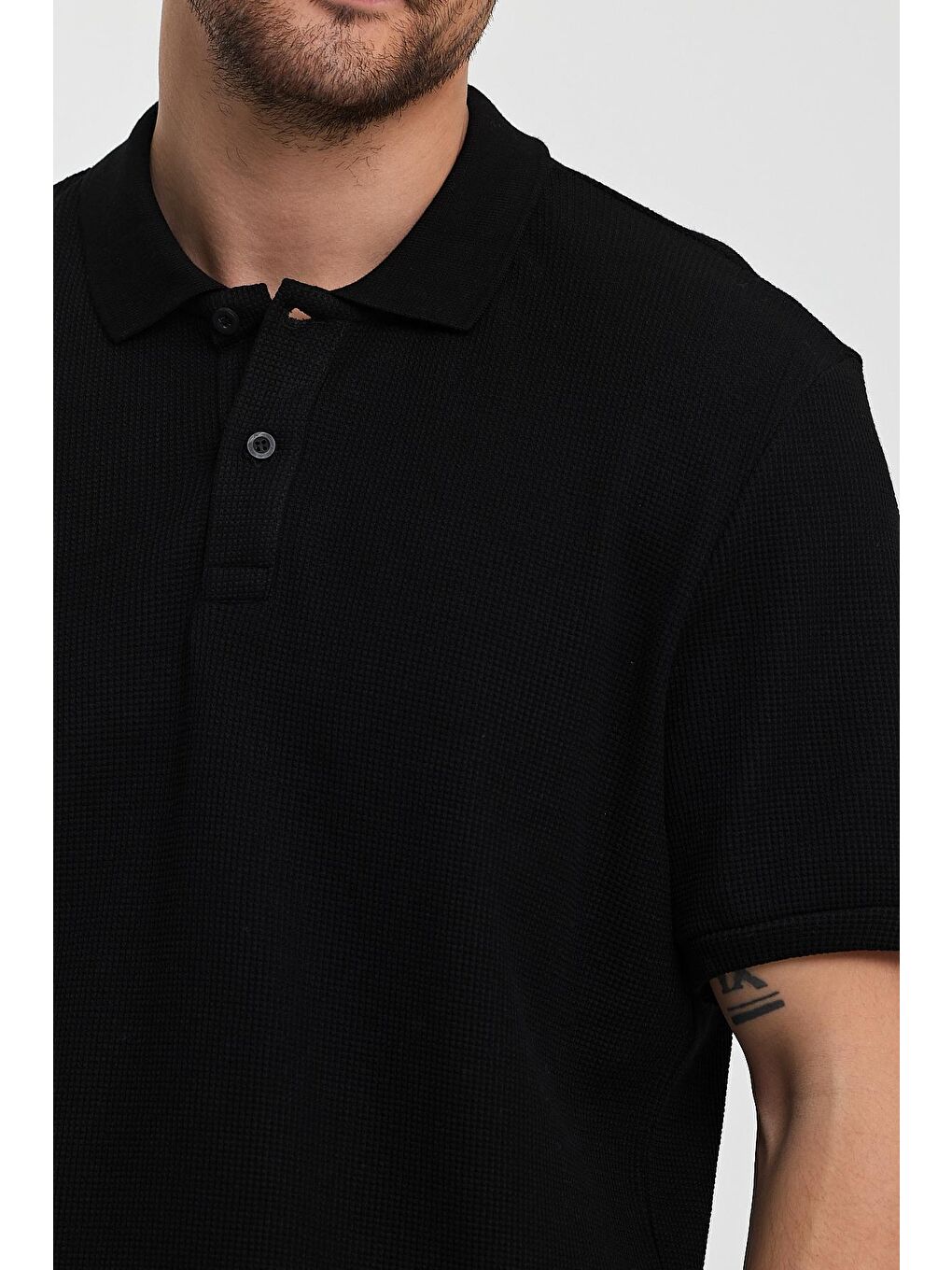 Siyah Polo Yaka Erkek Tişört-2