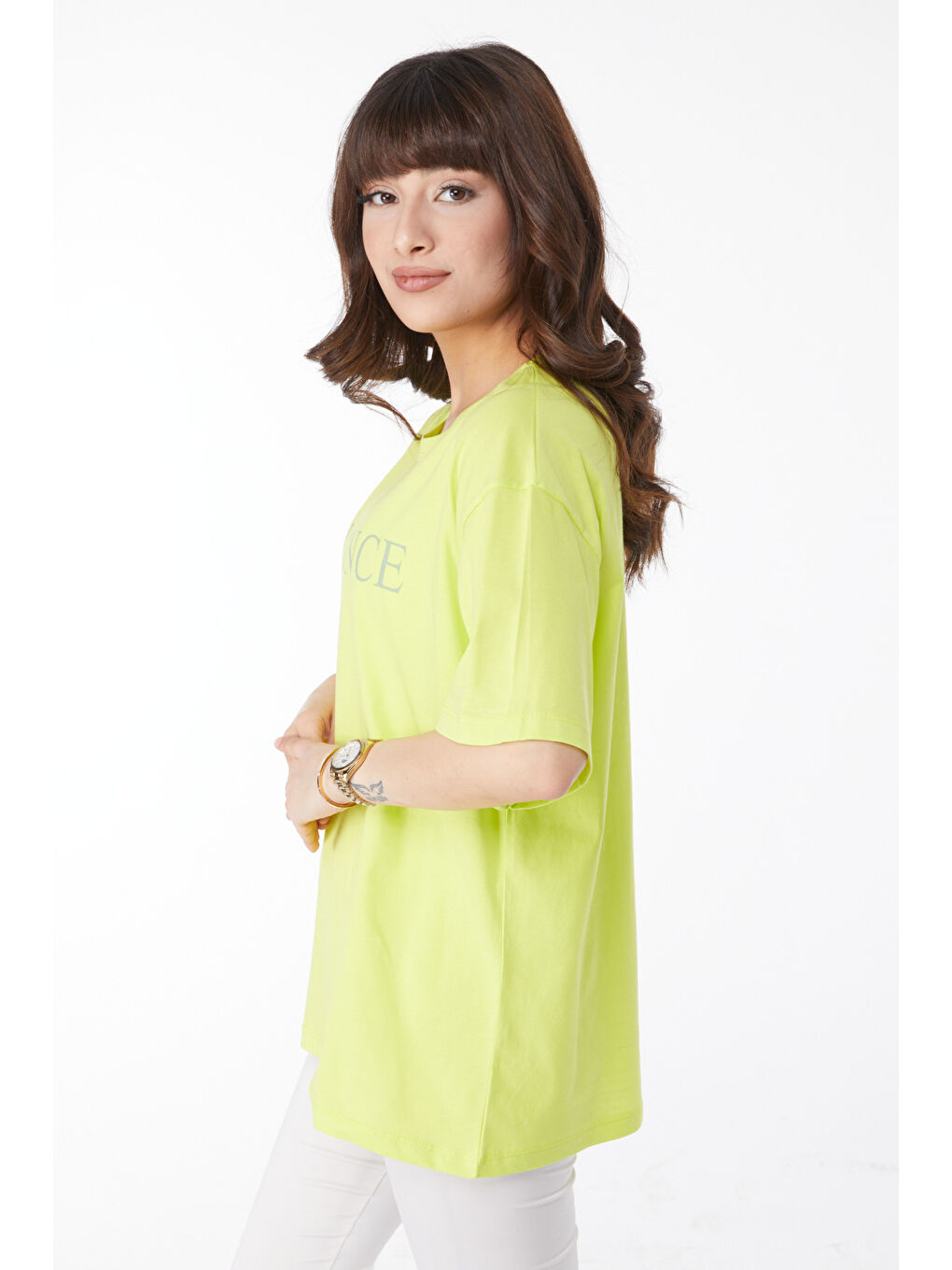 Baskılı T-shirt Yağ Yeşili - 25174-3