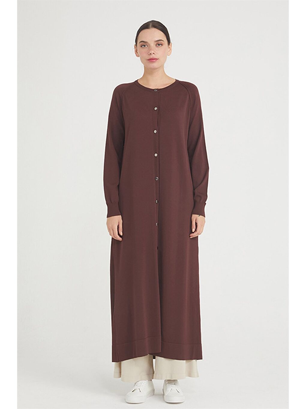 Kahverengi Merserize Triko Hırka NS-22K-512H Kahve-4