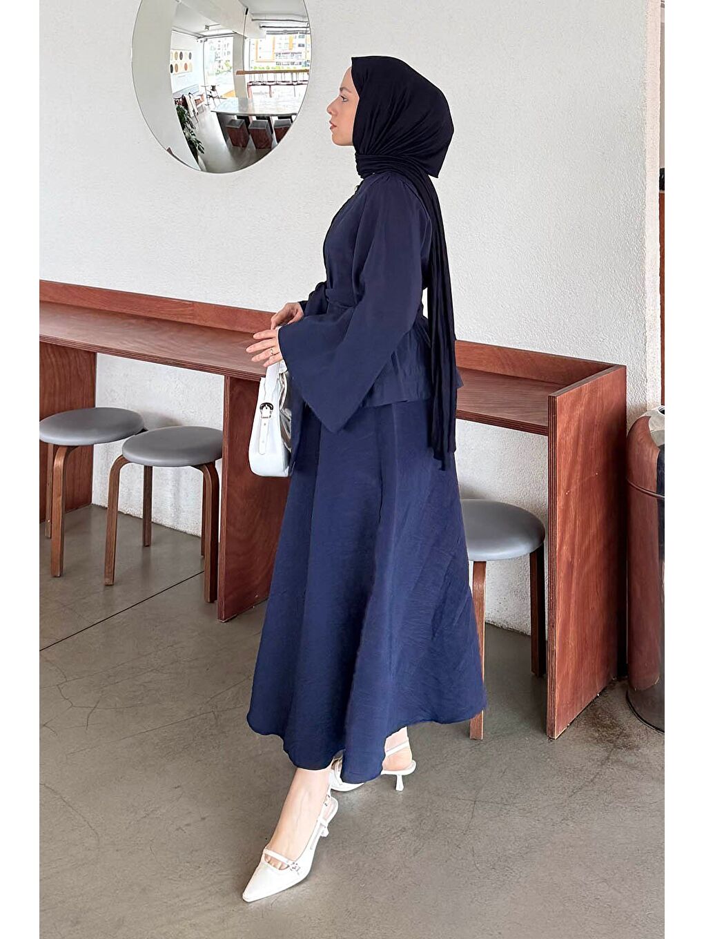 Bağcıklı Etek-Bluz İkili Takım Lacivert-1