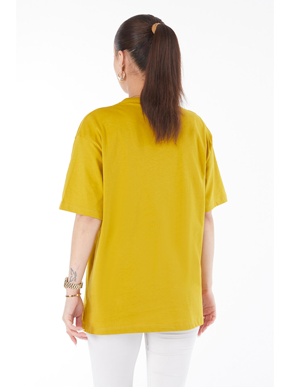 Kısa Kollu Baskılı T-shirt Yağ Yeşili - 24631-4