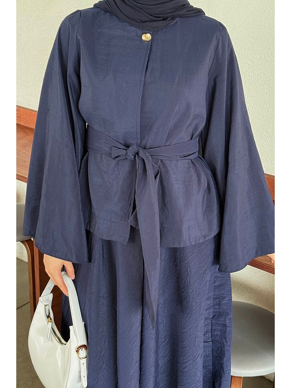 Bağcıklı Etek-Bluz İkili Takım Lacivert-2