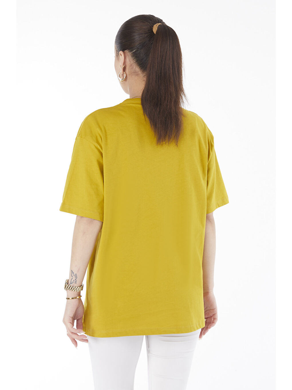 Kısa Kollu Baskılı T-shirt Yağ Yeşili - 24631-5