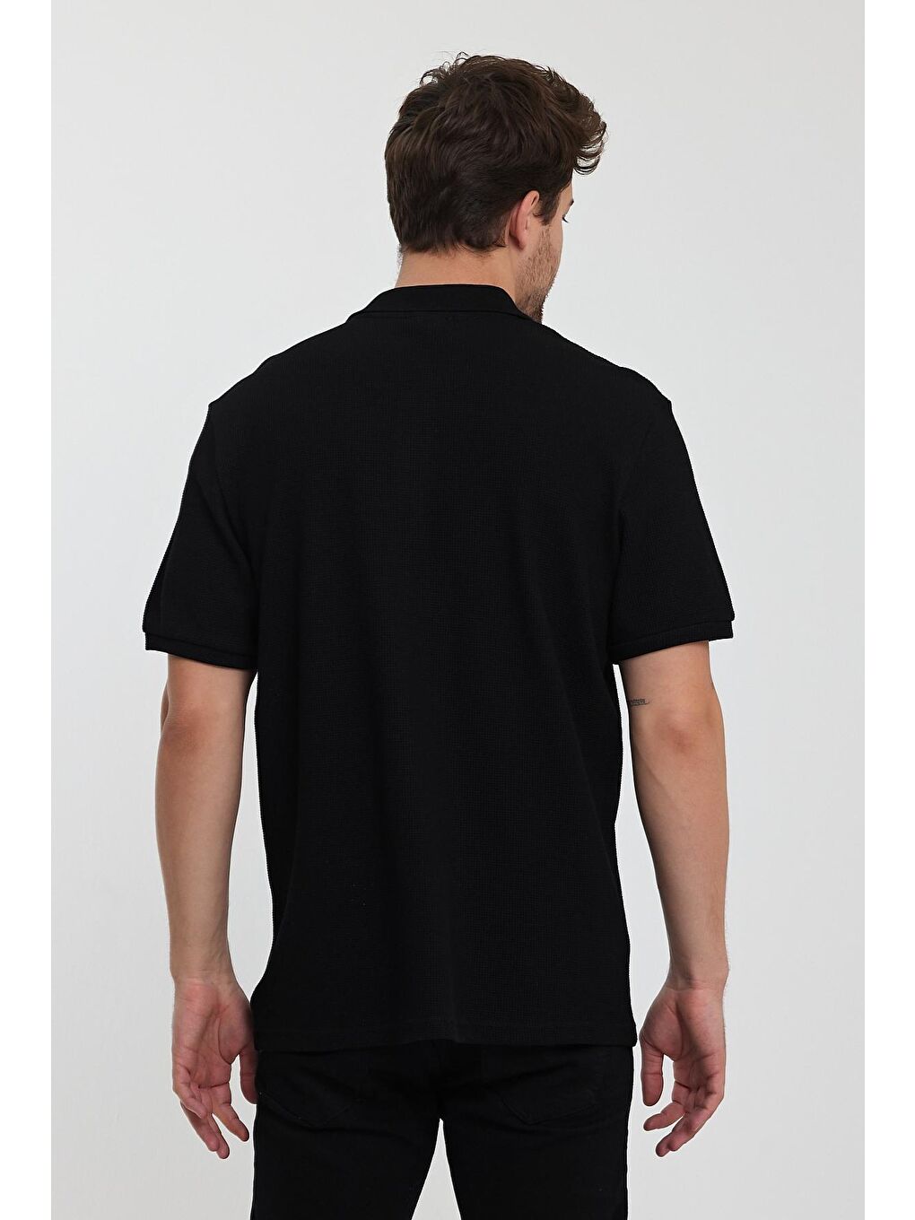 Siyah Polo Yaka Erkek Tişört-4