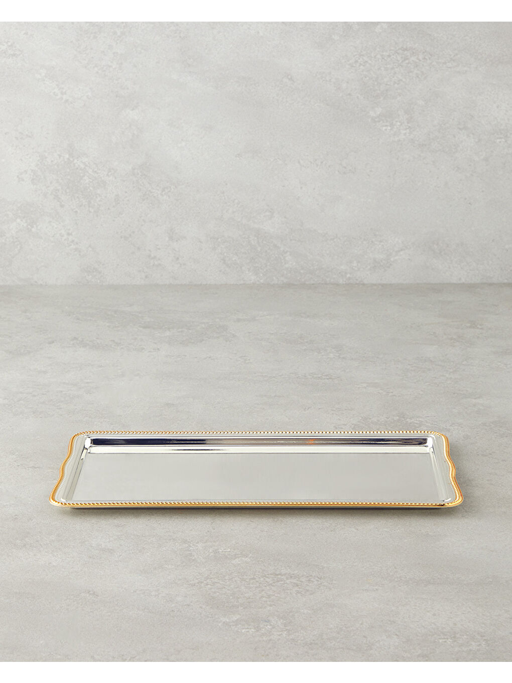 Gri Reflection Metal Tepsi 32x17 cm Gold-Silver-1