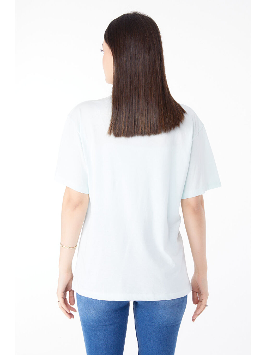 Yeşil Baskılı Kısa Kollu T-Shirt Mint - 25388-4