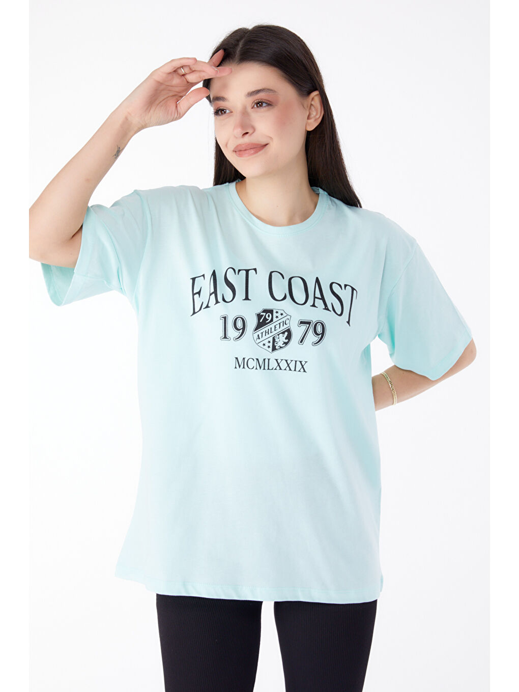 Yeşil Baskılı T-shirt Mint - 25297-1