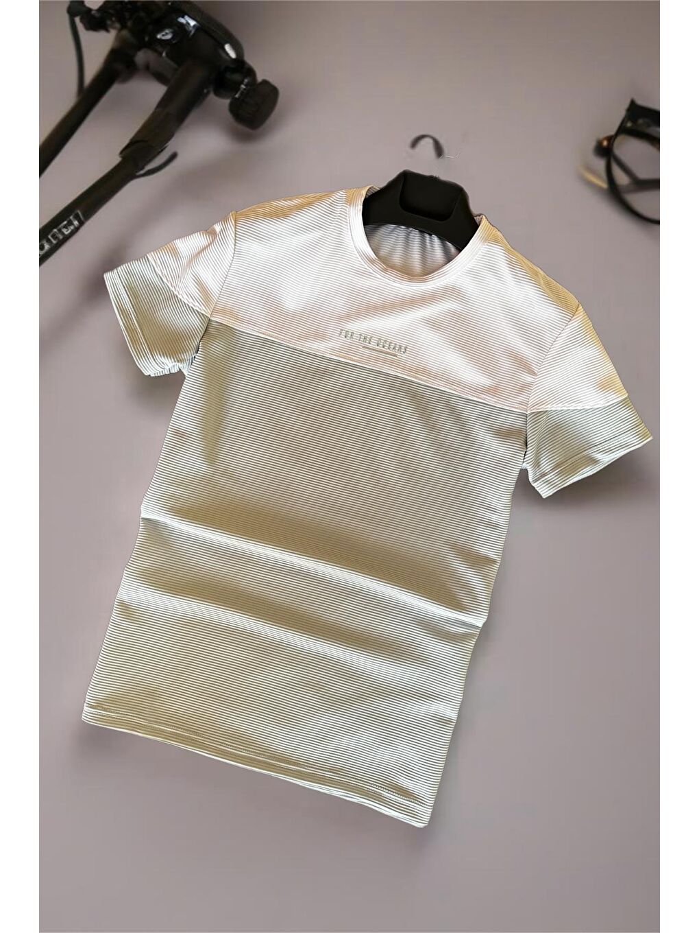 Turkuaz Ft 2469 For The Oceans Flok Baskı Slim Fit Erkek Tişört