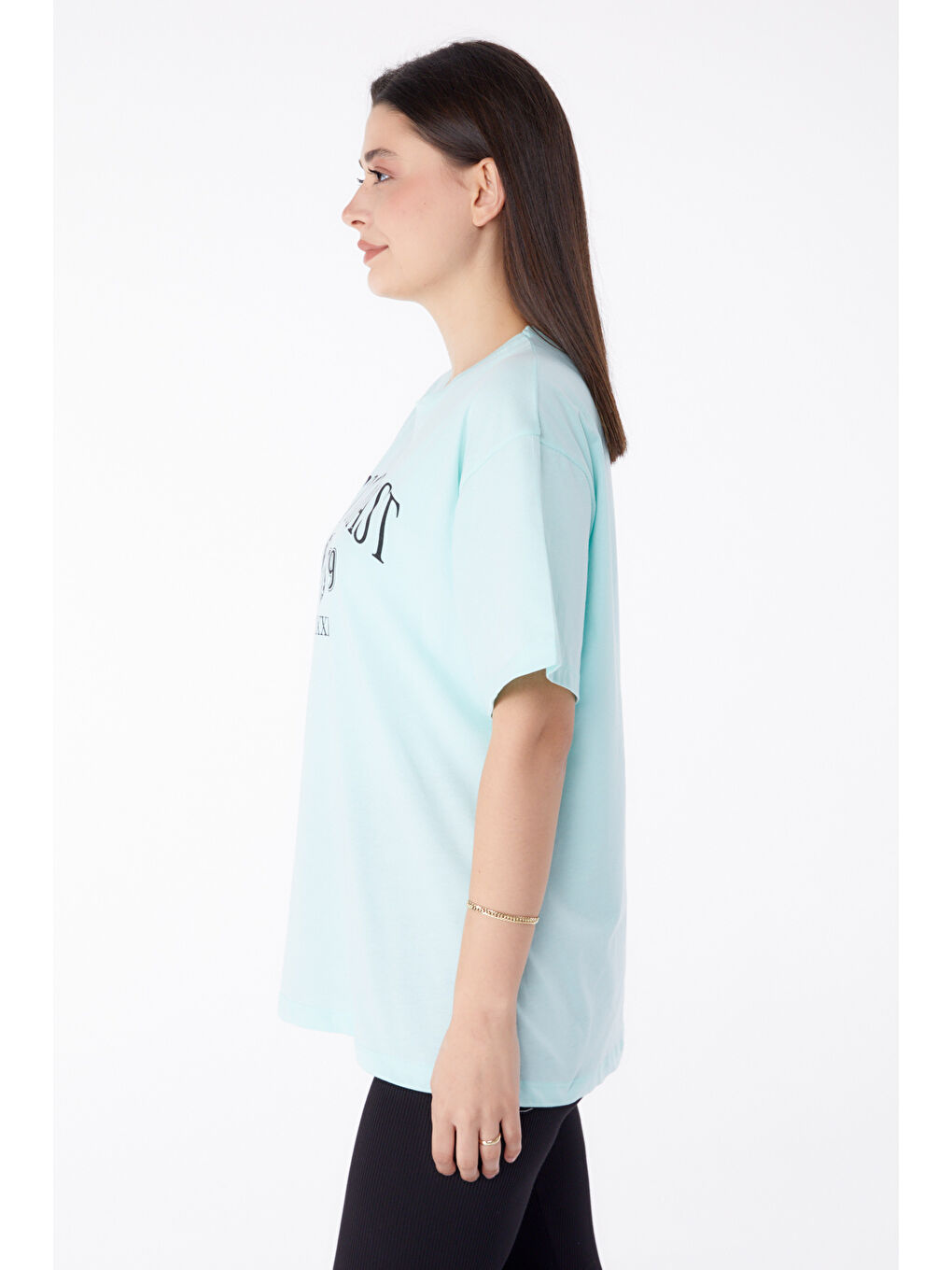 Yeşil Baskılı T-shirt Mint - 25297-6