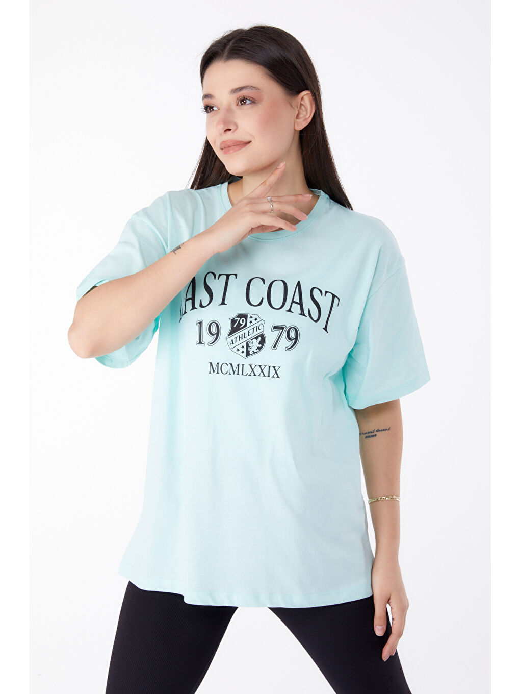Yeşil Baskılı T-shirt Mint - 25297-7