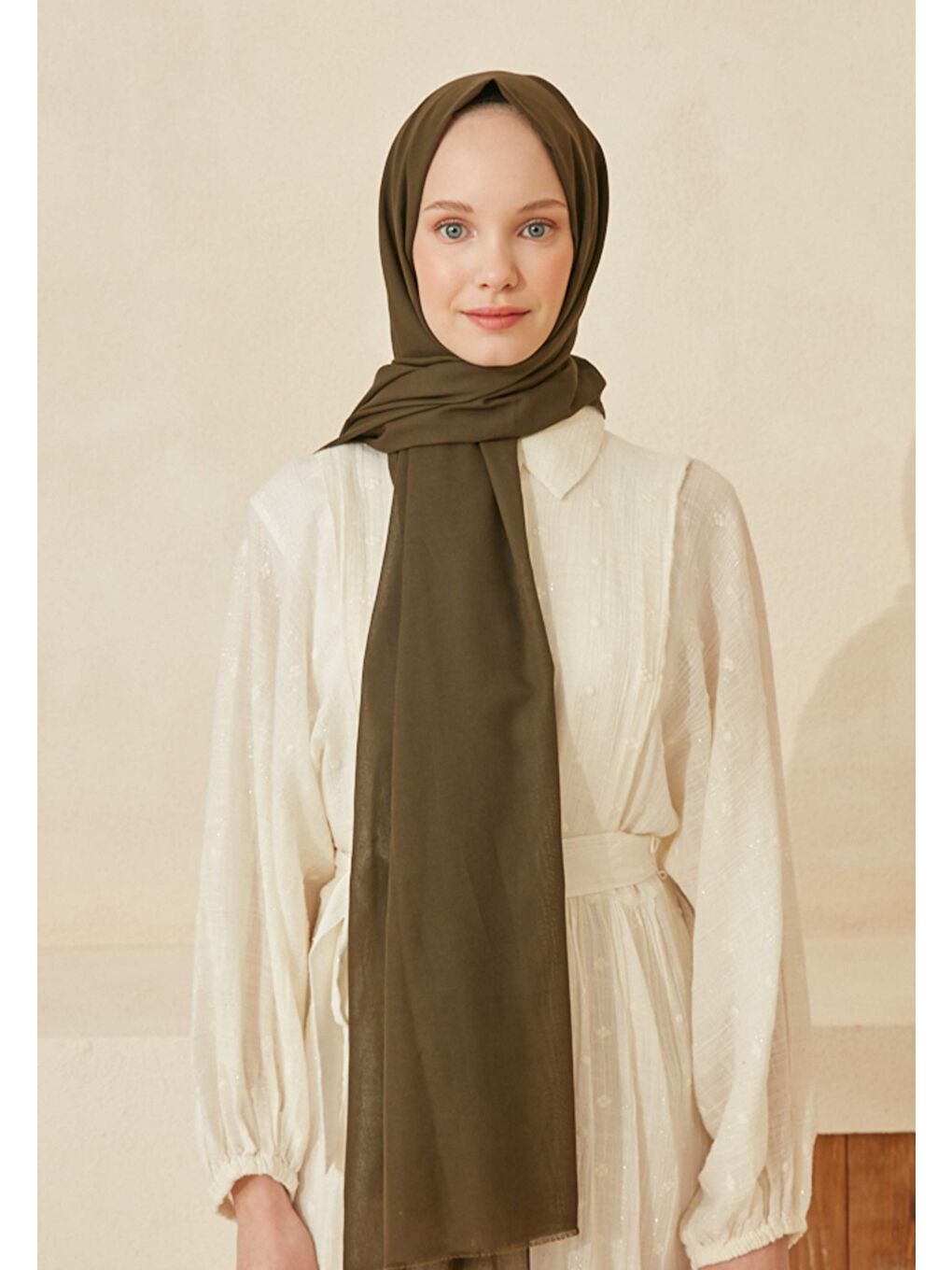 İnce Pamuk Vual Şal Haki-3