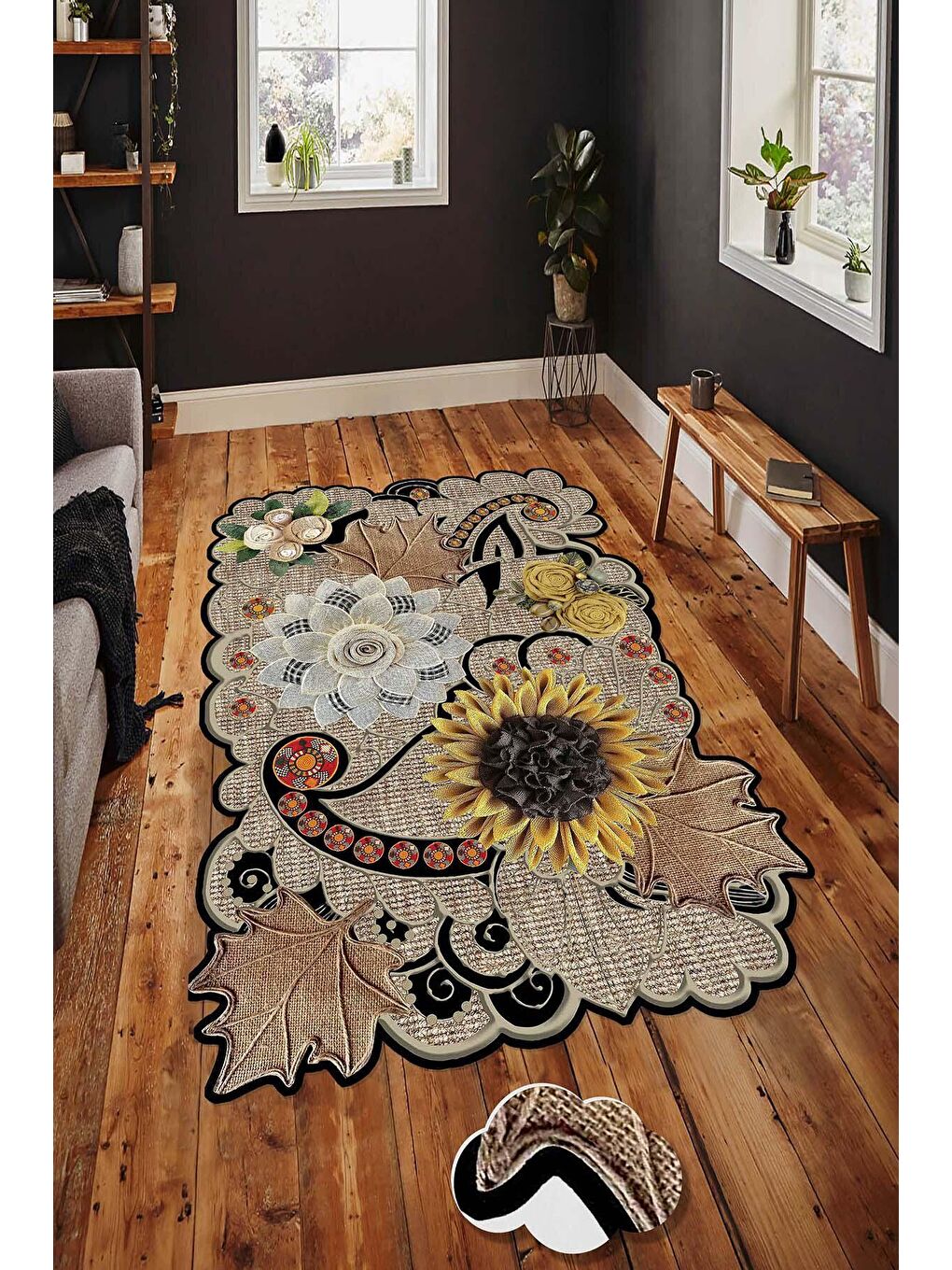 Homefesto Karışık Dekoratif Özel Tasarım Yıkanabilir, Modern Halı  80 x 150 cm