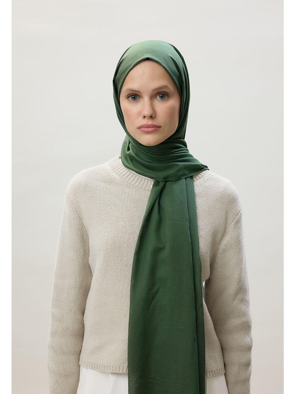 Yeşil İnce Pamuk Vual Şal Zümrüt-4