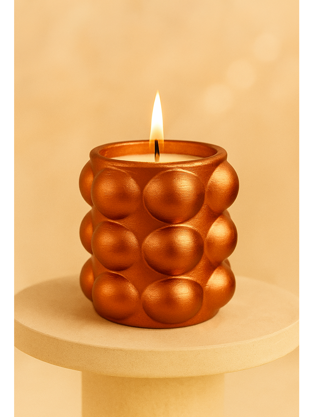Turuncu El Yapımı Dekoratif Beton Mum