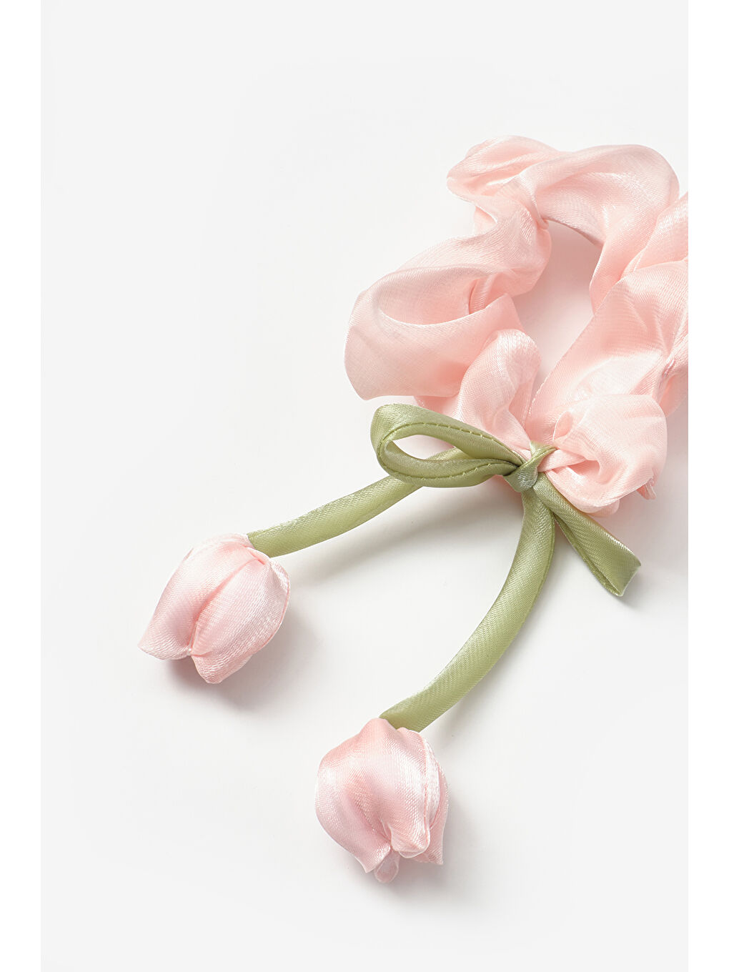 Pembe Pudra Lale Figürlü Kız Çocuk Lastik Toka-1