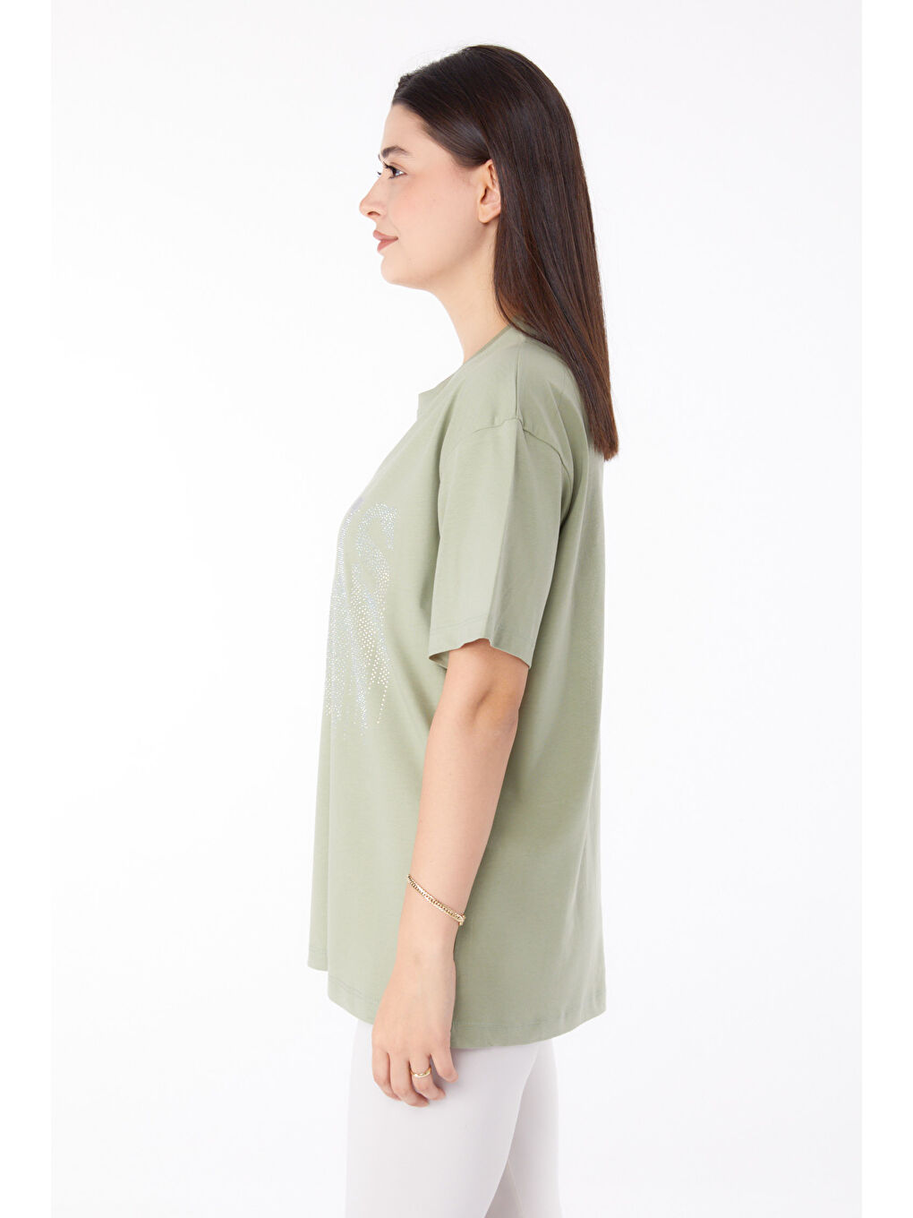 Yeşil Taşlı T-shirt Mint - 25698-3