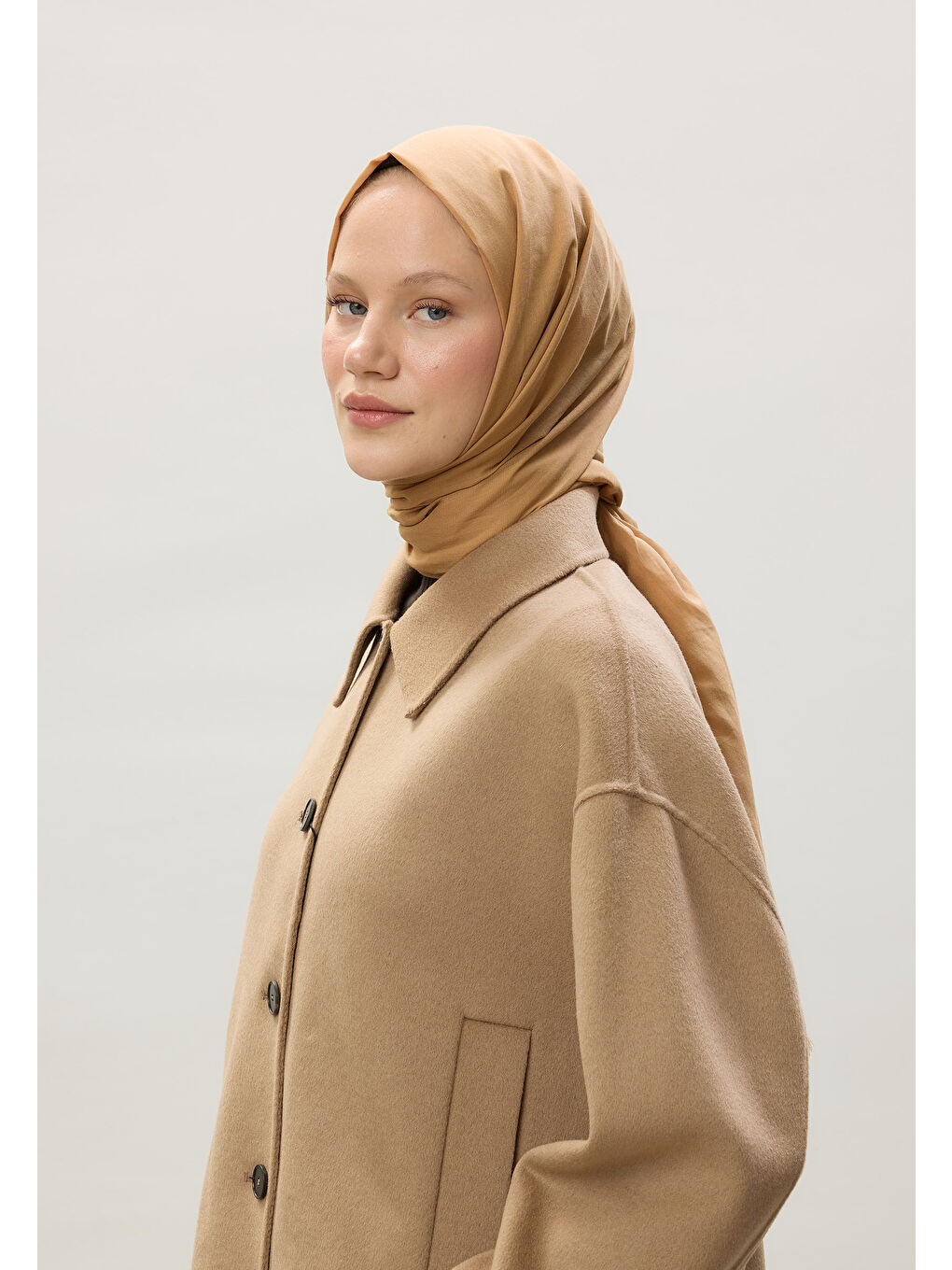 Kahverengi İnce Pamuk Vual Şal Latte-4