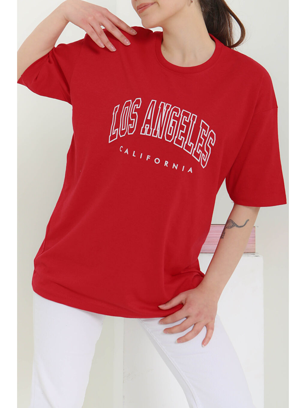 Kırmızı Baskılı Kısa Kollu T-Şhirt Kirmizi - 27094-1