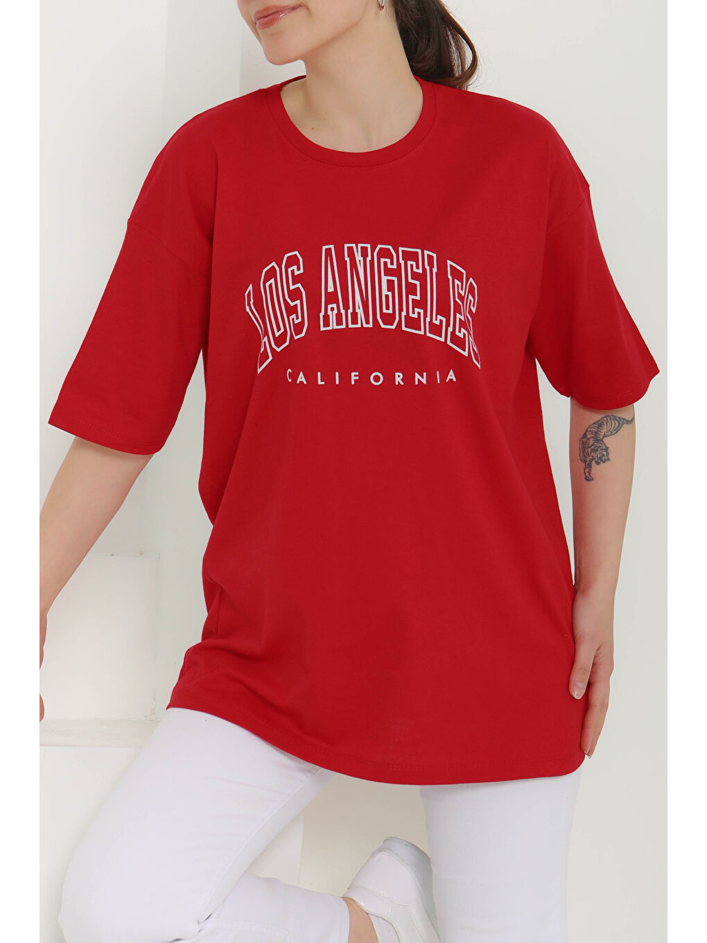 Kırmızı Baskılı Kısa Kollu T-Şhirt Kirmizi - 27094-2